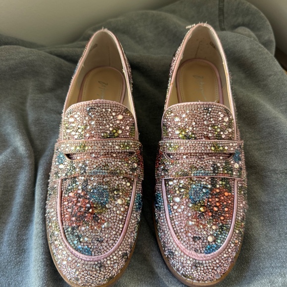 This is a pair of Betsey Johnson Aron rhinestone loafers. - Picture 2 of 7